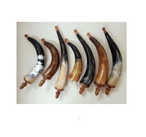 Corne de buffle en poudre, artisanat, corne naturelle, corne véritable pour ceinture en cuir avec embout en laiton et couvercle en bois - Product Image 2