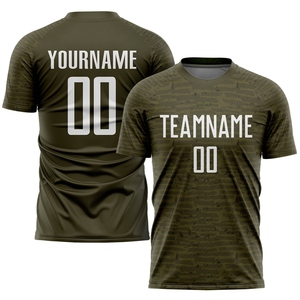 Venta al por Mayor Directa de Fábrica OMMIZ INDUSTRY, Uniforme de Fútbol Personalizado en Blanco Oliva con Sublimación, Homenaje al Servicio Militar - Product Image 1