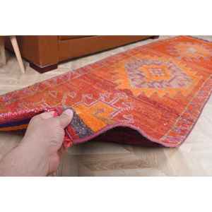 พรมวินเทจ, พรมแบบยาวขนาด 3x10.6 ฟุต, พรมลายดอกไม้สีส้ม - Product Image 2