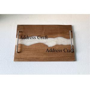 Plateau en bois moderne de style unique pour décoration intérieure avec poignée Organisateur de polonais personnalisé Plateau de service alimentaire à longue surface au meilleur prix - Product Image 3