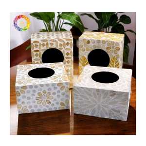 Boîte à mouchoirs rectangulaire en nacre, décoration de table, incrustation en nacre véritable, boîte à mouchoirs carrée et rectangulaire - Product Image 6