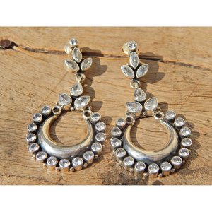 925 Sterling <b>Silver</b> Fine Cuff Earrings Handmade Cubic Zirconia <b>Stud</b> with Faceted Gemstone Giftable <b>Stud</b> with Gemstone Zircon - Product Image 2