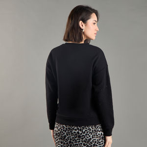 Sudadera de Invierno para Mujer con Pedrería, Cuello Redondo, Forro Polar, Algodón Suave, Cálida, Transpirable, Ecológica, Bordado 3D - Product Image 4