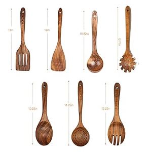 Ustensiles de cuisine en bois d'acacia de teck naturel Offre Spéciale personnalisés, y compris des spatules et des cuillères pour cuisiner pour les fêtes - Product Image 2