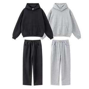 Logo personnalisé poids lourd 400 grammes 100% coton sweat à capuche et pantalon de survêtement ensemble hommes survêtements surdimensionnés vierges - Product Image 4