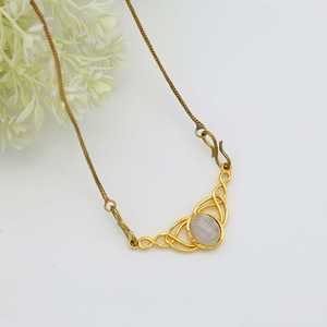 Hot Selling Designer Women's Necklace Minimalist Braided Design Pendant with Rainbow Moonstone Engagement Gifts Fashion Jewelry - Product Image 2