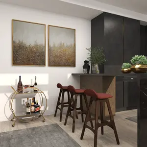 Chariot de présentation contemporain fait main, écologique, style américain, porte-plats pour intérieurs de maison, buffet d'hôtel, plaqué, sûr - Product Image 4