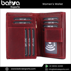 Long portefeuille en cuir véritable élégant de luxe pour femmes Logo élégant RFID bloquant la fermeture à glissière Polyester dernière Collection directe - Product Image 5