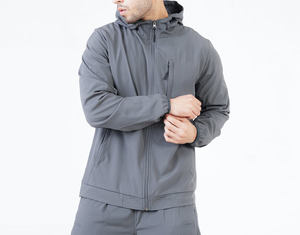 Veste d'hiver unie à capuche zippée pour homme, coupe régulière, respirante, coupe-vent, avec logo brodé personnalisé, style streetwear, haute qualité, OEM/ODM - Product Image 2