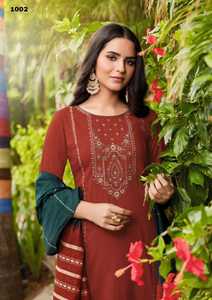 Aarohi VOL Chinon หนักกับงานเย็บปักถักร้อย kurti - Product Image 4