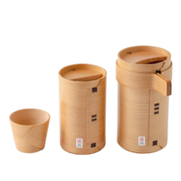 Ensemble de bouteille et de tasses à saké en cèdre naturel 100% fait main, style Wabi-sabi, vaisselle traditionnelle japonaise Magewappa, ensemble cadeau