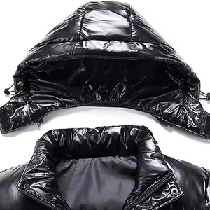Veste matelassée pour homme, couleur personnalisée, col rabattu, imperméable, séchage rapide, respirante, épaisse, coupe-vent, capuche amovible, devant - Product Image 4