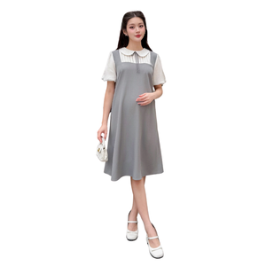 Office Dress for Pregnant Women - Elegant V-Neck Midi