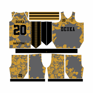 Uniforme de baloncesto impreso sublimado de diseño personalizado hecho con tela de malla de poliéster transpirable de secado rápido disponible en todos los tamaños - Product Image 2