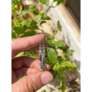 Boucles d'oreilles créoles en argent 925 avec saphir jaune, diamant, zircon, perle et pendentif en or rose – Design tendance pour mariage, fête ou cadeau - Product Image 5