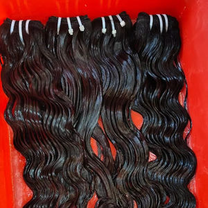 Mechones de pelo de mujer negro virgen rizado ondulado natural sin procesar máquina de vendedor barato pelos humanos de templo indio de doble trama - Product Image 1