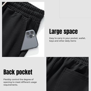 Wholesale Men's Custom Men's Solid <b>Black</b> Casual Drawstring Shorts with Pockets Comfortable Lightweight Summer Streetwear Bottoms - Product Image 5