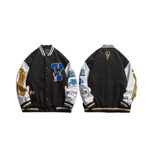 แจ็คเก็ตเบสบอลบอมเบอร์ผู้ชายปี 2026 ผ้าฝ้ายปักลายเชนิลล์ แจ็คเก็ตวาร์ซิตี้สำหรับฤดูหนาว - Product Image 2