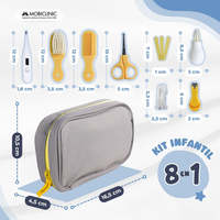 Mobiclinic Kit de soins pour bébé sans BPA en orange 8 articles ensemble de soins des ongles pour un usage quotidien à entraînement manuel avec des matériaux en plastique PP en tissu