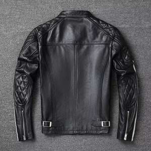 High Quality Cow Leather Men's <b>Motorbike</b> Jacket Private Label Fresh New Fashion Style Low Price Winter Fabric Clothing - Product Image 3