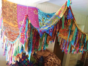 เต็นท์ผ้าบังแดดสำหรับปาร์ตี้,เต็นท์สไตล์โบฮีเมียนงานเย็บปะลายดอกไม้แนวฮิปปี้สำหรับงานแต่งงานสุดชิคๆใช้เวลาตั้งแคมป์ปิคนิค - Product Image 4