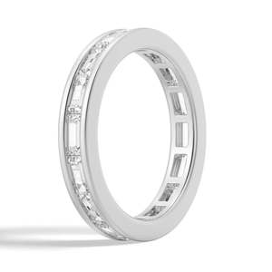 Emerald Cut Moissanite Diamond Eternity Band 9K Gold <b>Ring</b> Channel Product Category Moissanite <b>Rings</b> - Product Image 6