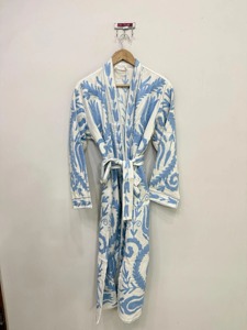 Bata Larga para Mujer con Bordado Floral, Manga Larga, 100% Algodón Suave, Estilo Clásico, para Primavera, Diseño de Bordado a Mano - Product Image 4