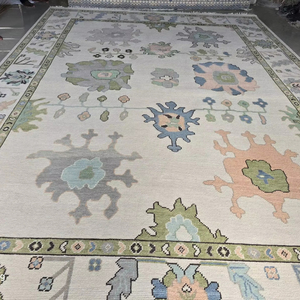 Oushak พรมขนสัตว์12X15แบบดั้งเดิมพรมถักมือสีขาวสีน้ำตาลสีสันสดใสสำหรับห้องนั่งเล่นรถบ้านขนาด8x10 10X14 9x12ขนาด - Product Image 1