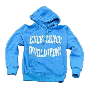 Jersey de algodón 100%, Sudadera con capucha, bordado desgastado, peso pesado, 400 gramos, forro polar, estilo informal de invierno ecológico - Product Image 4