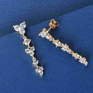 Joyería 925, Regalo, <span class=keywords><strong>Pendientes</strong></span> de <span class=keywords><strong>Plata</strong></span> de Ley 925 con <span class=keywords><strong>Cadena</strong></span> Larga y Borlas, <span class=keywords><strong>Pendientes</strong></span> Redondos de Moissanita de 4 mm para Mujer - Product Image 3