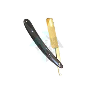 Melhor Fabricante Barber Navalhas De Barbear Com Ouro Platted Lâmina Fixa De Aço Inoxidável Lâminas Retas Barbear Remoção De Cabelo