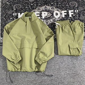 ชุดกีฬาวิ่งจ๊อกกิ้งชุดวอร์มสองชิ้นสำหรับผู้ชายชุดวอร์มสองชิ้นปักโลโก้แบบกำหนดเองสำหรับผู้ชายแจ็คเก็ตมีฮู้ดแบบสวมหัวมีซิปครึ่งตัว - Product Image 6