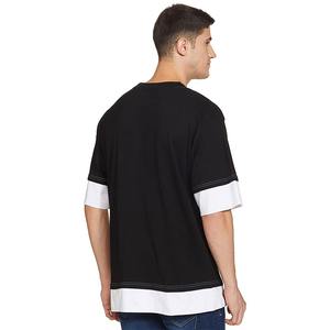 Camiseta de Hombre con Logotipo Personalizado OEM, Cuello Redondo, Algodón, Manga Corta, Lisa, Básica, Teñida, Transpirable, Negra, para Verano - Product Image 2