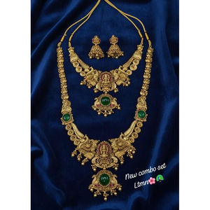 Super Quality Traditional South Indian Temple Bridal Jewelry Set <b>Gold</b> Plated Zircon Wedding Party <b>Antique</b> Goddess Design Ethnic - Product Image 1