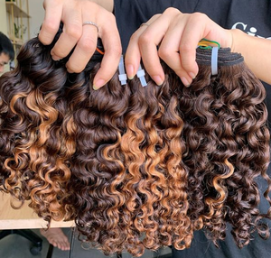 Cheveux humains vierges Remy vietnamiens Jerry Curl Eurasien 100 % non traités, extension de tissage à trame unique - Product Image 1