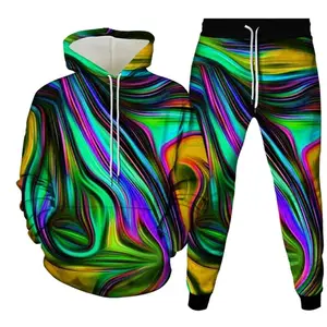 New Colorful 3D Print Men Women Tracksuit Sets Casual Hoodie And Pants 2pcs Sets Oversized Pullover Fashion Men Clothing