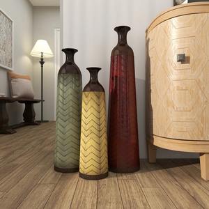 Ensemble de 3 vases en céramique colorés, adaptés à la décoration de maison de luxe, salon et entrée, style indien - Product Image 5