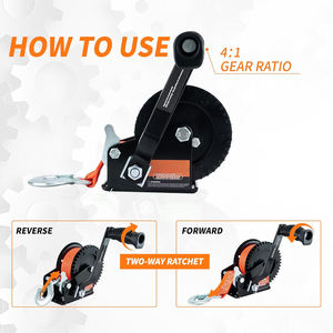 AMBITION 16000lbs Ağır Hizmet Tekne Treyler Vinci, 26FT Kayış, 2 Yönlü Kilitli Mekanizma ve 4:1 Dişli Treyler Vinci, Taşınabilir El Kranklı Vinci - Product Image 6