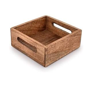 Servilletero de madera hecho a mano de lujo con asa soporte de pañuelos de madera utilizado para la decoración de la Mesa - Product Image 1