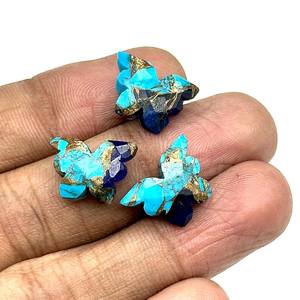 ลูกปัดพลอยโมฮาเว่ คอปเปอร์ เทอร์ควอยซ์ รูปทรงผีเสื้อ เจียระไนเหลี่ยม 14x10 มม. สีฟ้าอ่อน สีน้ำเงินเข้ม สำหรับทำเครื่องประดับ - Product Image 2