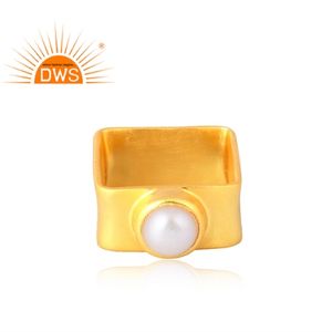 ขายดี925เงินสเตอร์ลิง18K ชุบทอง18K อัญมณีมุกธรรมชาติแหวนวางซ้อนกันได้เครื่องประดับดีสำหรับผู้หญิงของขวัญสำหรับผู้หญิงสำหรับเธอ - Product Image 3