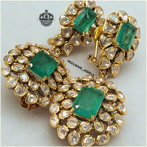 Big Moissanite Polki <b>Earrings</b> - Product Image 2