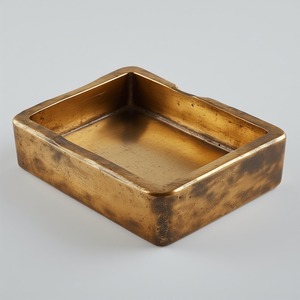 Handcrafted Round Brass Cigar Ashtray Polished Surface Artistic Pattern for Premium Tabletop Office Display Cigar Tube Storage - Product Image 2