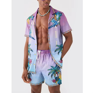 High Quality Winter Casual Woven Tracksuit Polyester Nylon V Neck Short Sleeve Satin <b>Man</b> <b>T</b> <b>Shirt</b> Shorts Set Quick Dry - Product Image 3