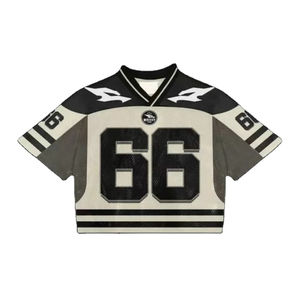 เสื้อครอปทรงหลวมแบบวินเทจ คอวี ทรงโอเวอร์ไซส์ สไตล์เสื้อฟุตบอล  ผ้าตาข่ายระบายอากาศได้ดี  สีสันปรับแต่งได้ - Product Image 5