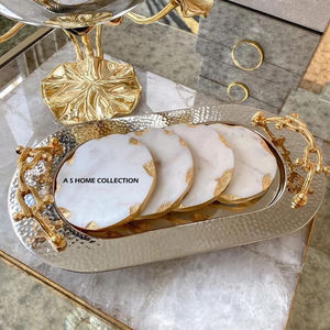 Bandeja Metálica Cuadrada con Acabado Plateado y Espejo, con Asas de Cuerda, Organizador para Perfumes, Cosméticos, Joyas y Revistas - Product Image 5