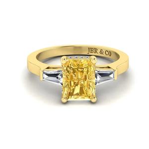 Anillo de compromiso de tres piedras de plata 925 chapado en oro con diamante radiante de Color amarillo para mujer, proveedor de joyería fina, novedad - Product Image 5