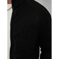 Veste de survêtement noire pour homme avec fermeture éclair intégrale, bandes latérales blanches, pantalon assorti, Trackstar OEM Private Label