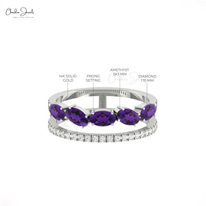 แหวนเพชรชุดบุษราคัมสีทองแบบแข็ง14K สำหรับผู้หญิงขายส่ง - Product Image 5