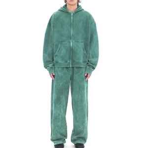 Ensemble de survêtement unisexe en molleton respirant 100 % coton, coupe régulière, pour homme, collection hiver 2025, streetwear, grandes tailles - Product Image 1